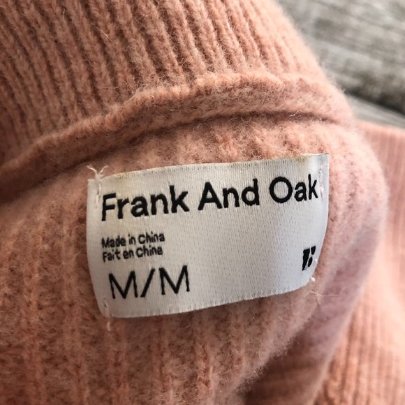 Frank & Oak Lambswool Blend Funnel Neck 1/2 Zip Sweater Top - Picture 4 of 5